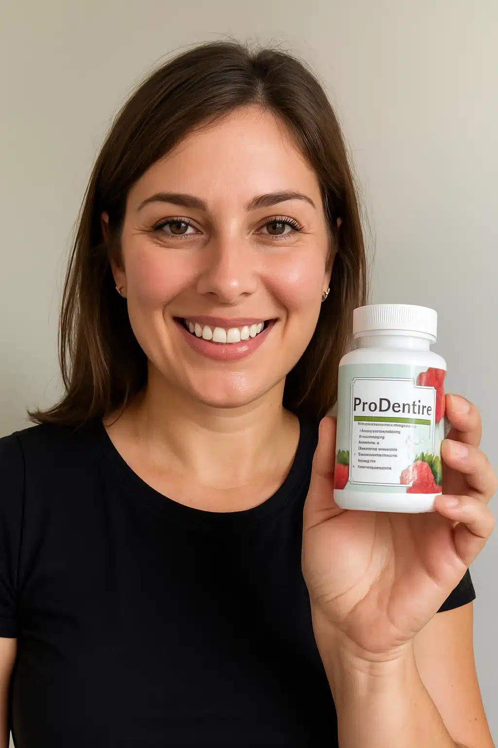 Avery Scott presenting her ProDentim supplement